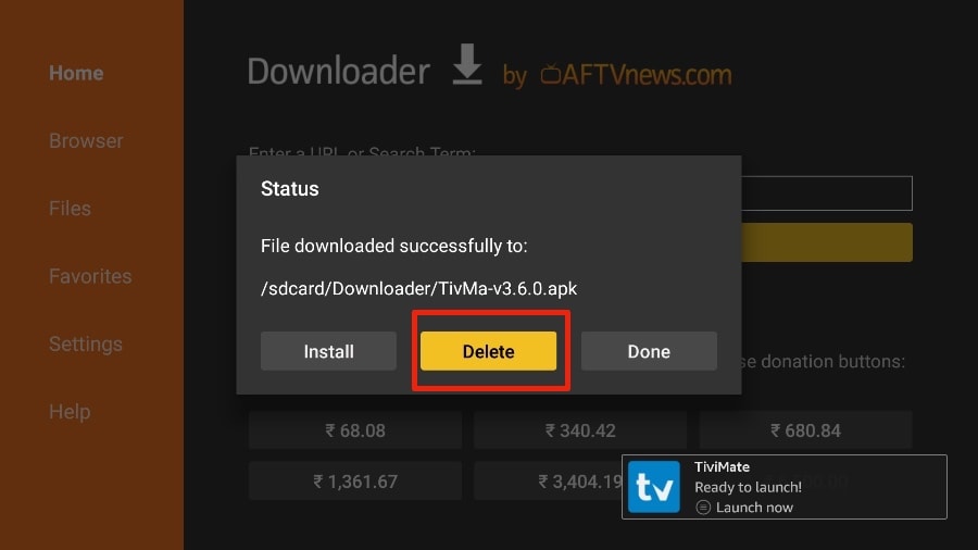 descarga completada en la aplicación Downloader